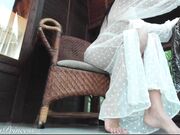 Monica Cammodel Goddess worship in seethough long lace dress