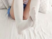 Kinky Footjob in Knee-High Socks!