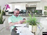 My stepdaughter gives me a foot job and fucks her