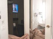 self footjob front mirror