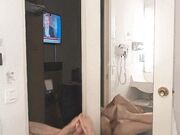 self footjob front mirror