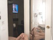 self footjob front mirror