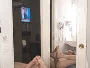 self footjob front mirror