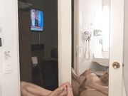 self footjob front mirror