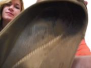 Blondie stinky flats in your face