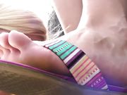 Nina and Laura Lesbian Dirty Foot Licking in a public place