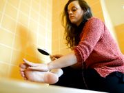 Czech Soles - Young Girl Washing And Brushing Her Bare Feet