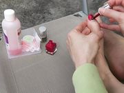 Mylene - Foot Fetish Painting My Toenails Red