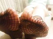 Rina Foxxy - fishnet nylon feet