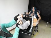 Hyper Ticklish Hailie - Feet In The Stocks - First Time