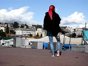 Barefoot Urban Girls - RED-X - barefoot autumn in Lugano