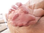 Barbara – Blonde with sheer nude pantyhose wants you at her feet now!