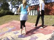 2 BLONDE GODDESSES WITH DIRTY SOLES WALKING BAREFOOT