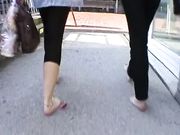 2 BLONDE GODDESSES WITH DIRTY SOLES WALKING BAREFOOT