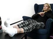 Karina Uses her slave after university Long foot worship and ridicule