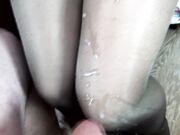  CUM ON LEGS IN SEXY NYLON PANTYHOSE - SANYANY CUMSHOT