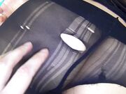  SEXUALLY TORN TIGHTS, FUCK TOY AND GETS BIG LOAD CUM ON LEGS