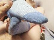Footjobsockjob from a Sexy College Girl  Cum inside Sock